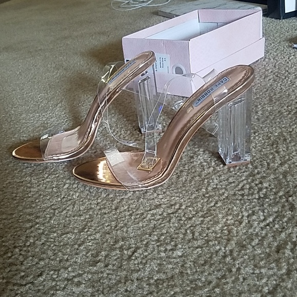 clear glass slipper heels